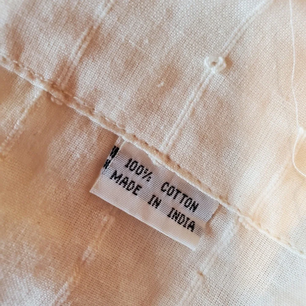 Modulus 100% Cotton Cream Clip Dot Striped Tab Top Curtain Panel 108x44 India